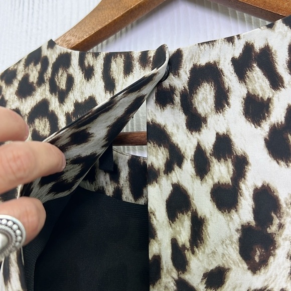 Rag & Bone - Leopard Brown & Creme Print 100% Silk 3/4 Sleeve Lined Dress SZ 4 - Picture 12 of 15